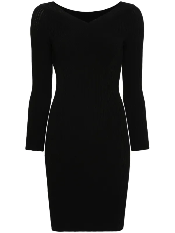 alberta ferretti black dress Knitted V-Neck | school event dress Color:MED GREY Alkmini Knit Midi Dress Ebay A refined balance of