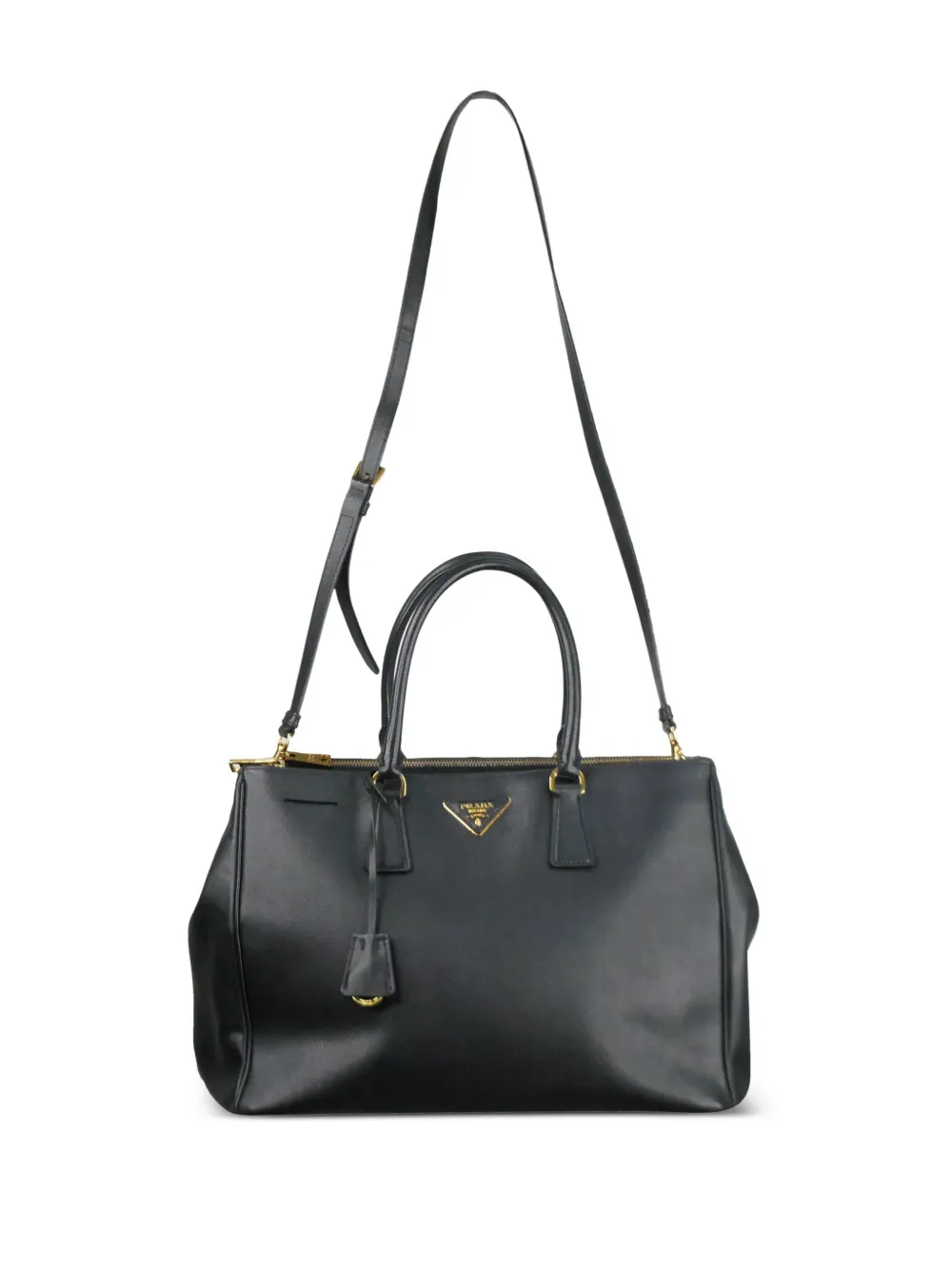 PRADA ブラック エナメル ハンドバッグ Prada Pre-Owned サフィアーノ エナメル トライアングルロゴ