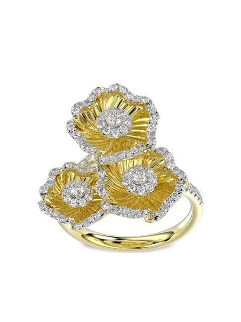 Marchesa 18kt yellow gold Halo Flower diamond ring