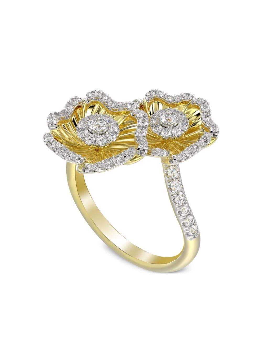 Shop Marchesa 18kt Yellow Gold Halo Flower Diamond Ring