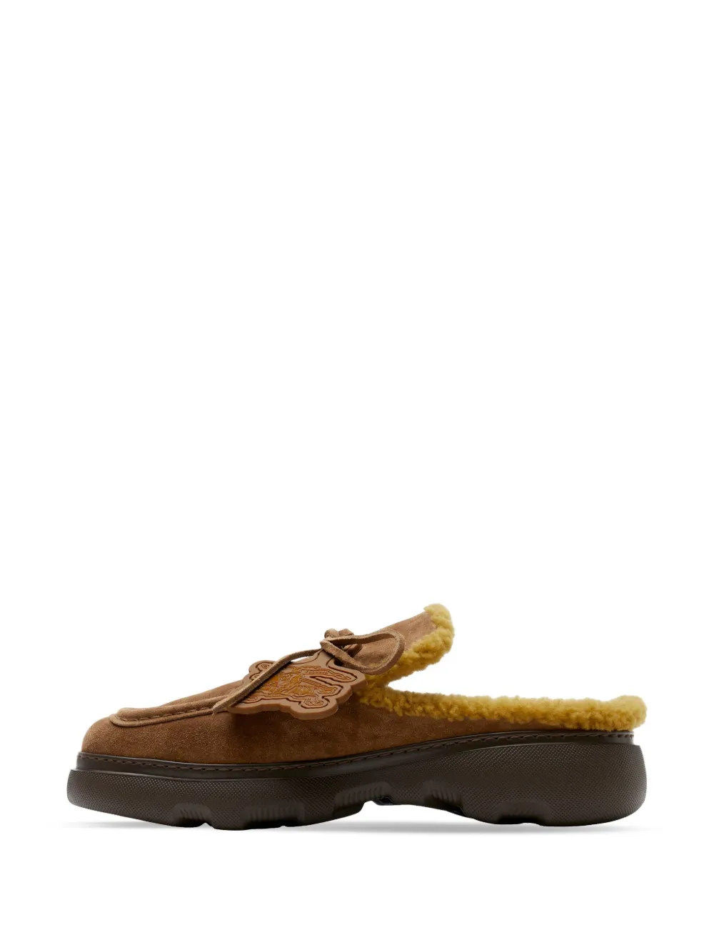 Cheap Burberry Stony shearling-trim suede slippers Men