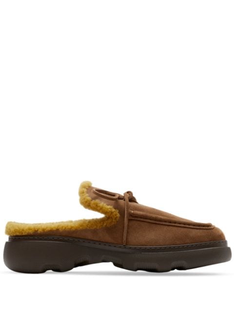 Burberry Stony shearling-trim suede slippers 