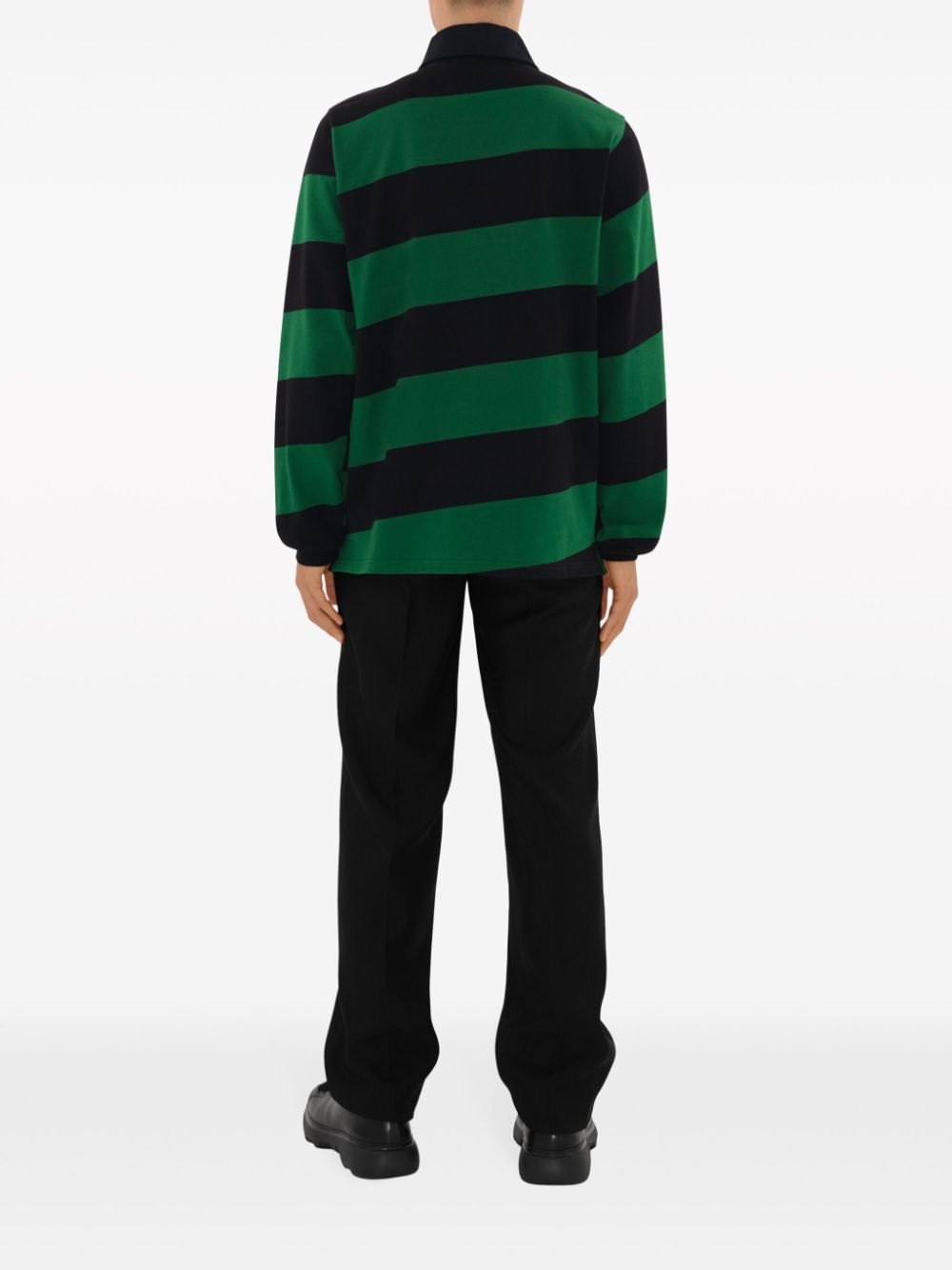 Shop Burberry Striped Long-sleeve Polo Shirt In Black