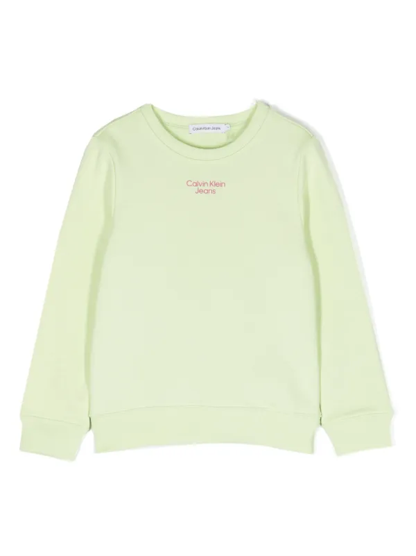 Calvin Klein Kids logo print Cotton Sweatshirt Green FARFETCH ZA