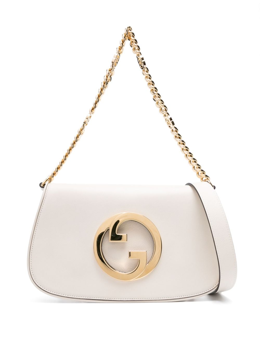 Pre-owned Gucci Blondie Leather Shoulder Bag In White