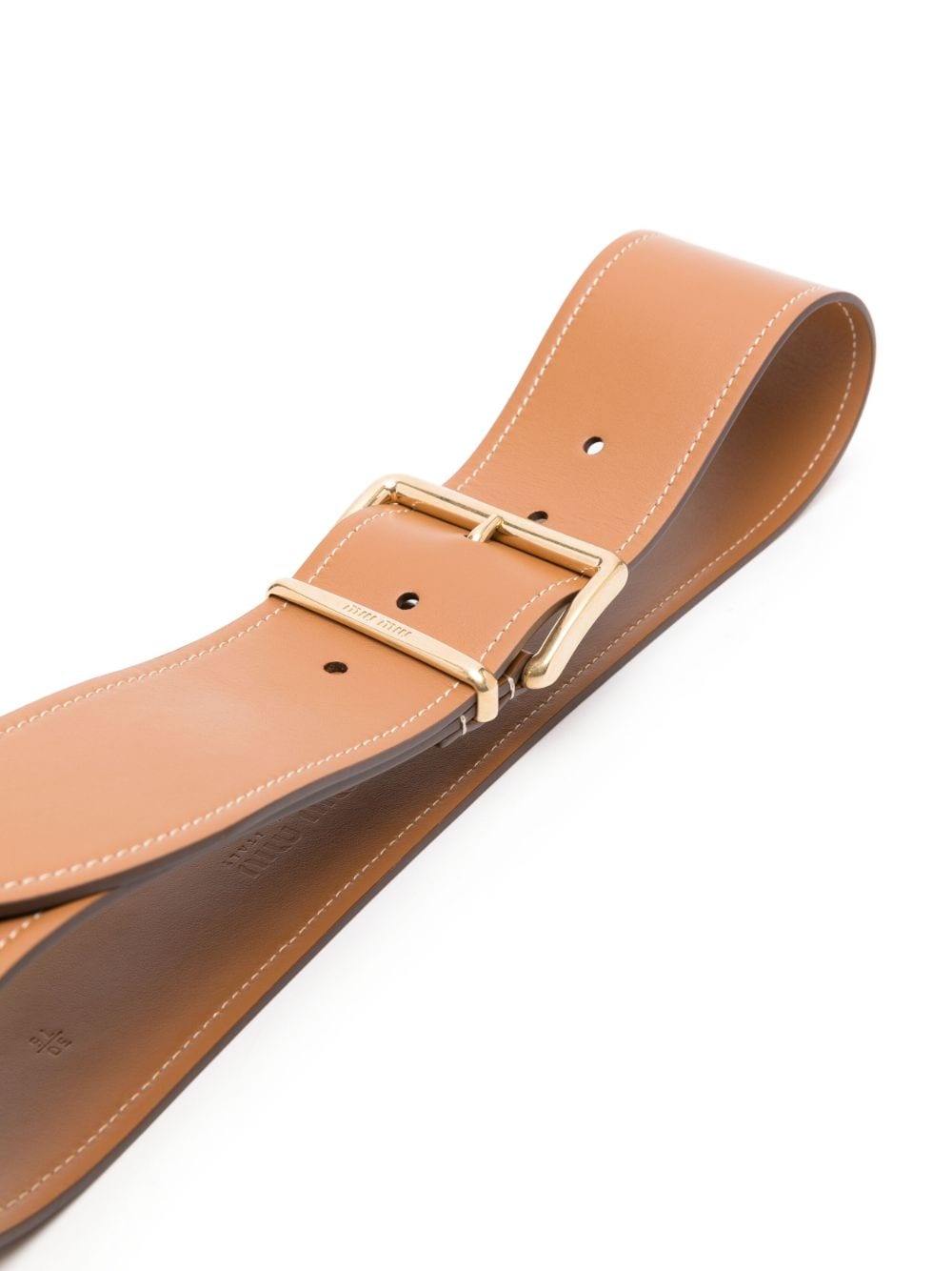 Miu Miu logo-engraved buckle leather belt - Bruin