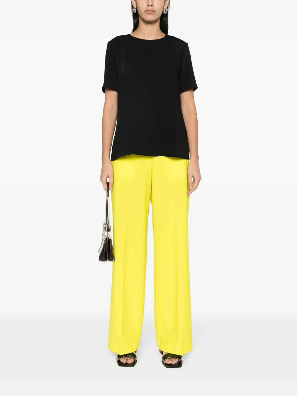 P.A.R.O.S.H. round-neck crepe blouse - Zwart