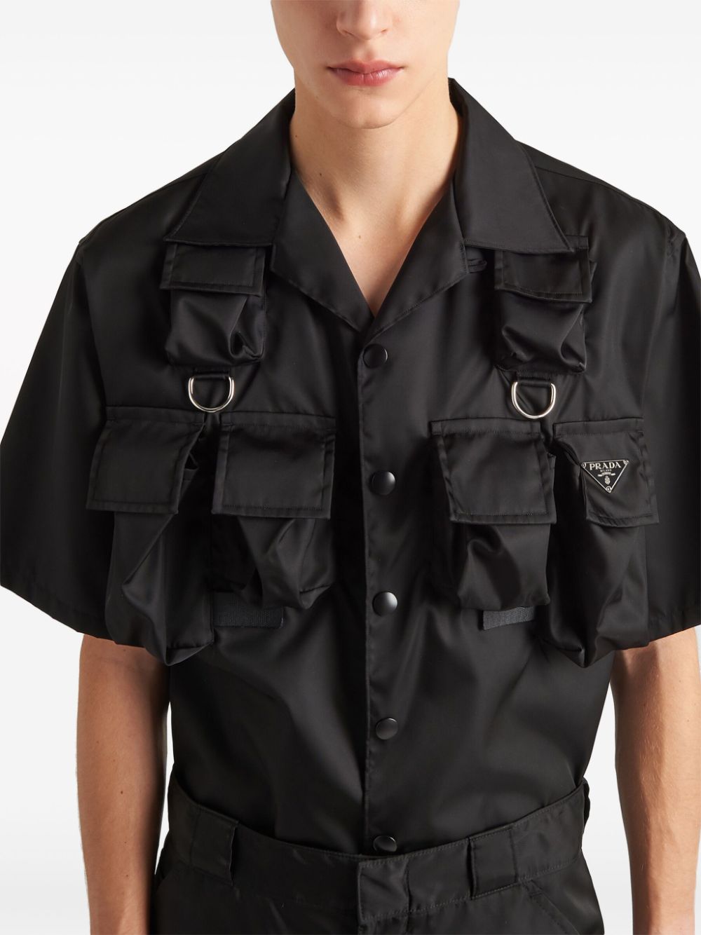 Prada Re-Nylon cargo overhemd Zwart