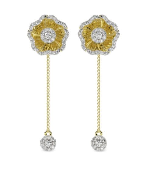 Marchesa 18kt yellow gold Halo Flower diamond earrings