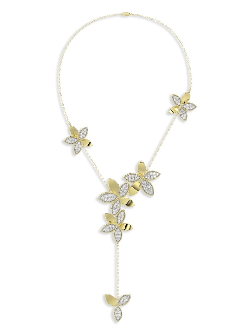 Shop Marchesa 18kt Yellow Gold Floral Diamond Necklace