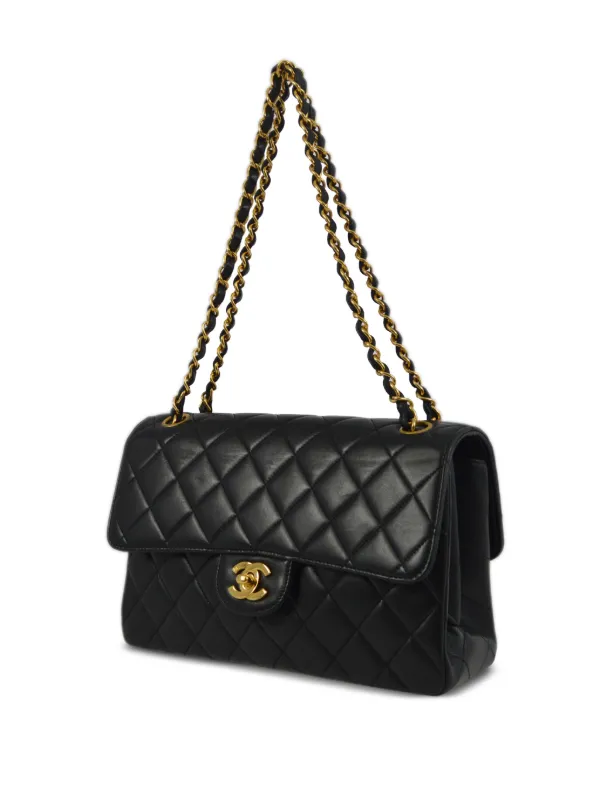 美品 CHANEL ブラック ショルダーバッグ CHANEL Pre-Owned 1995 クラシック ダブルフラップ ショルダーバッグ
