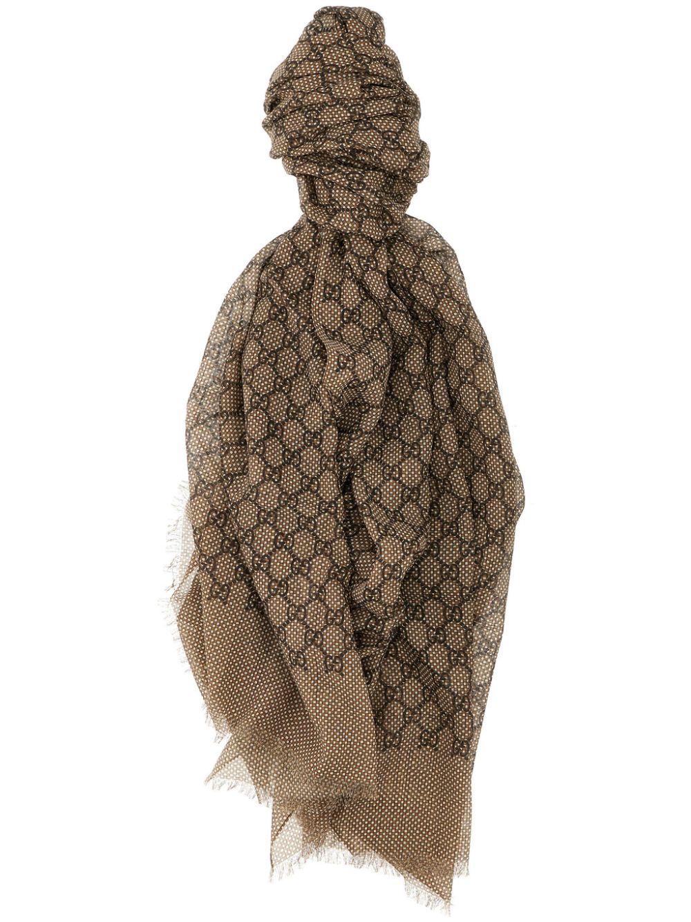 GG jacquard frayed scarf