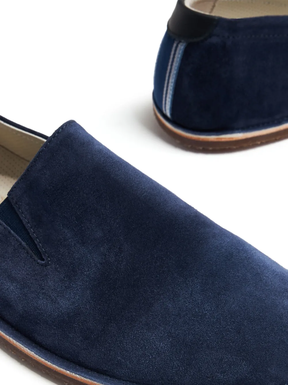 Brunello Cucinelli Stripe-detail Suede Loafers In Black