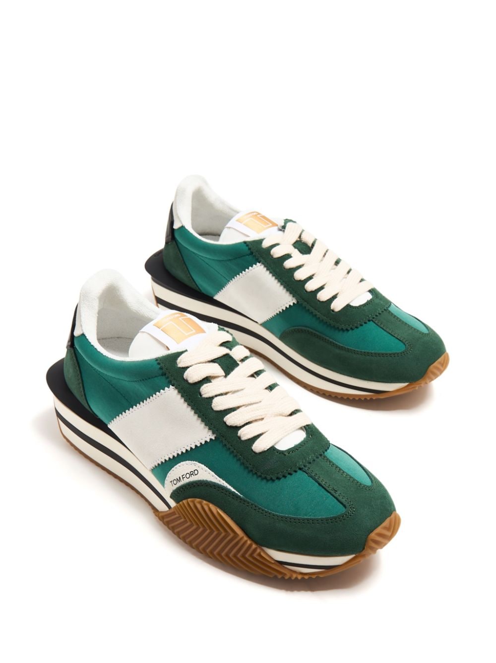 Shop Tom Ford James Suede-panelled Sneakers In Green