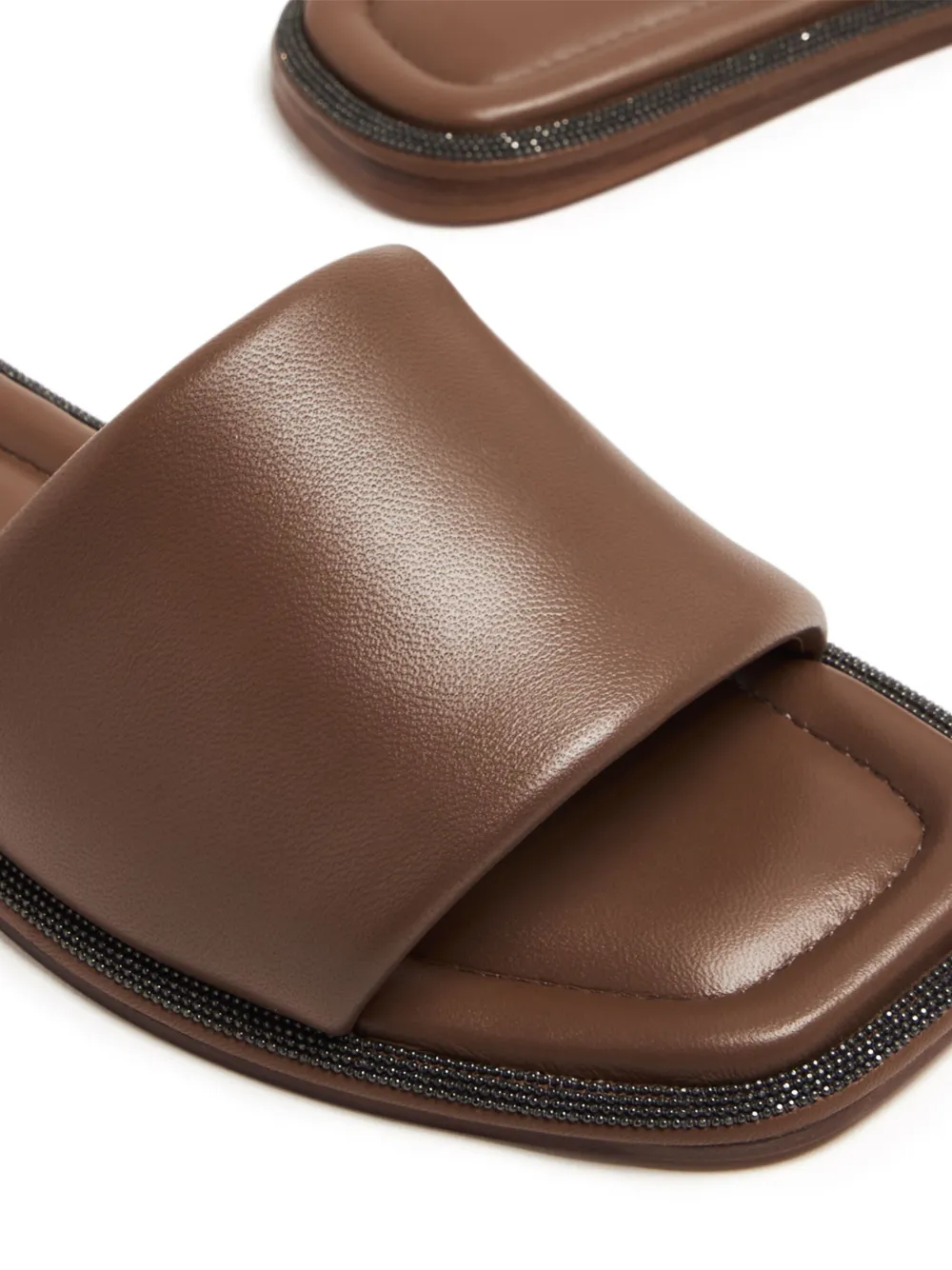 Brunello Cucinelli leather slides Brown