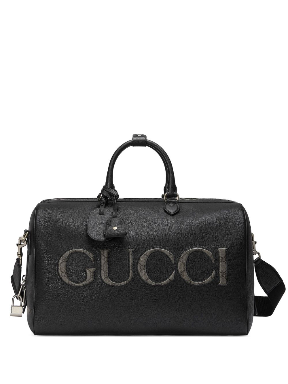 Gucci Logo-embossed Leather Duffle Bag In Schwarz