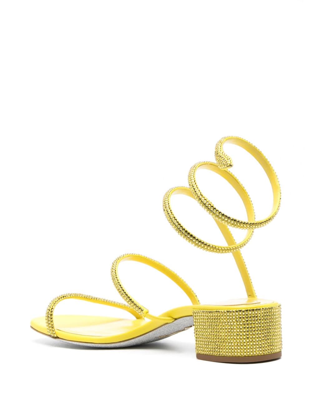 Shop René Caovilla Cleo 40mm Rhinestone-embellished Sandals In Yellow