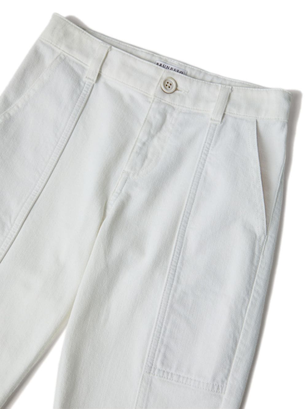 Shop Brunello Cucinelli Stitched Panel Trousers In White