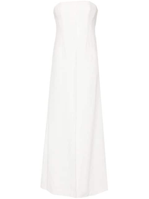 strapless crepe maxi dress