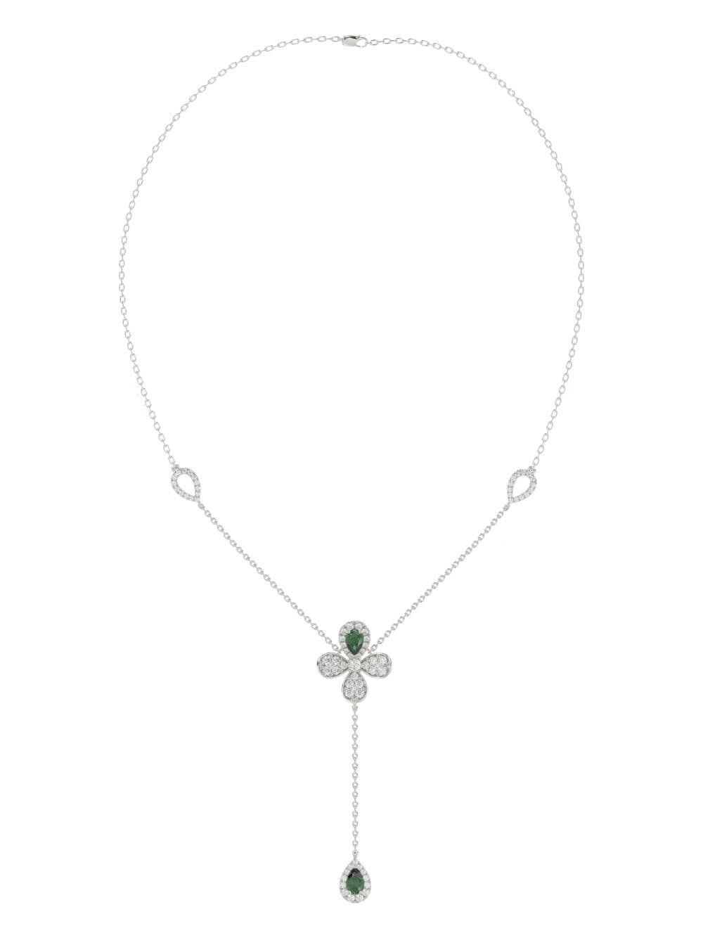 Image 1 of Marchesa 18kt white gold floral diamond necklace