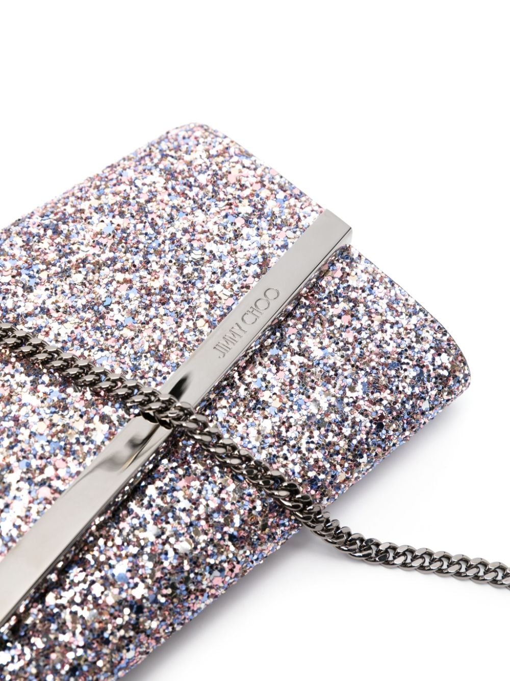 Shop Jimmy Choo Emmie Glitter Clutch Bag In Pink