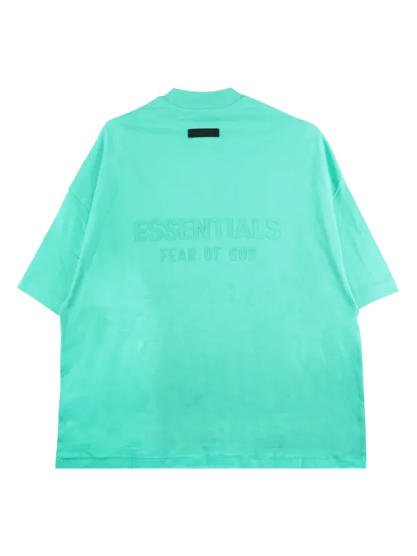 FEAR OF GOD ESSENTIALS logo flocked Cotton T shirt Green FARFETCH KW