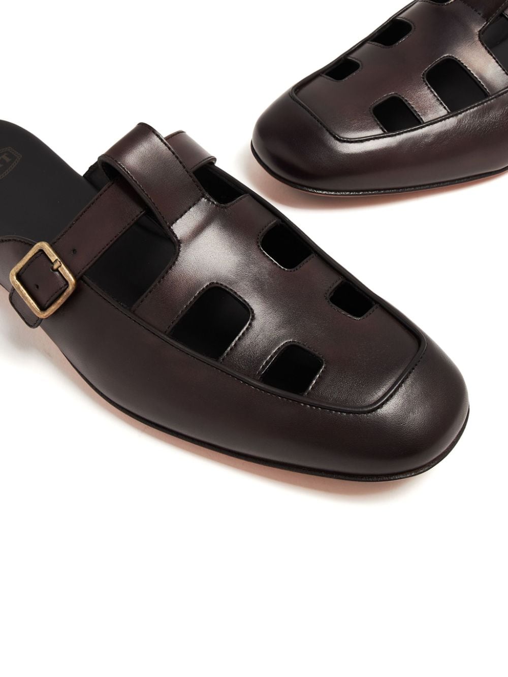 Shop Barrett Cut-out Leather Mules In Brown
