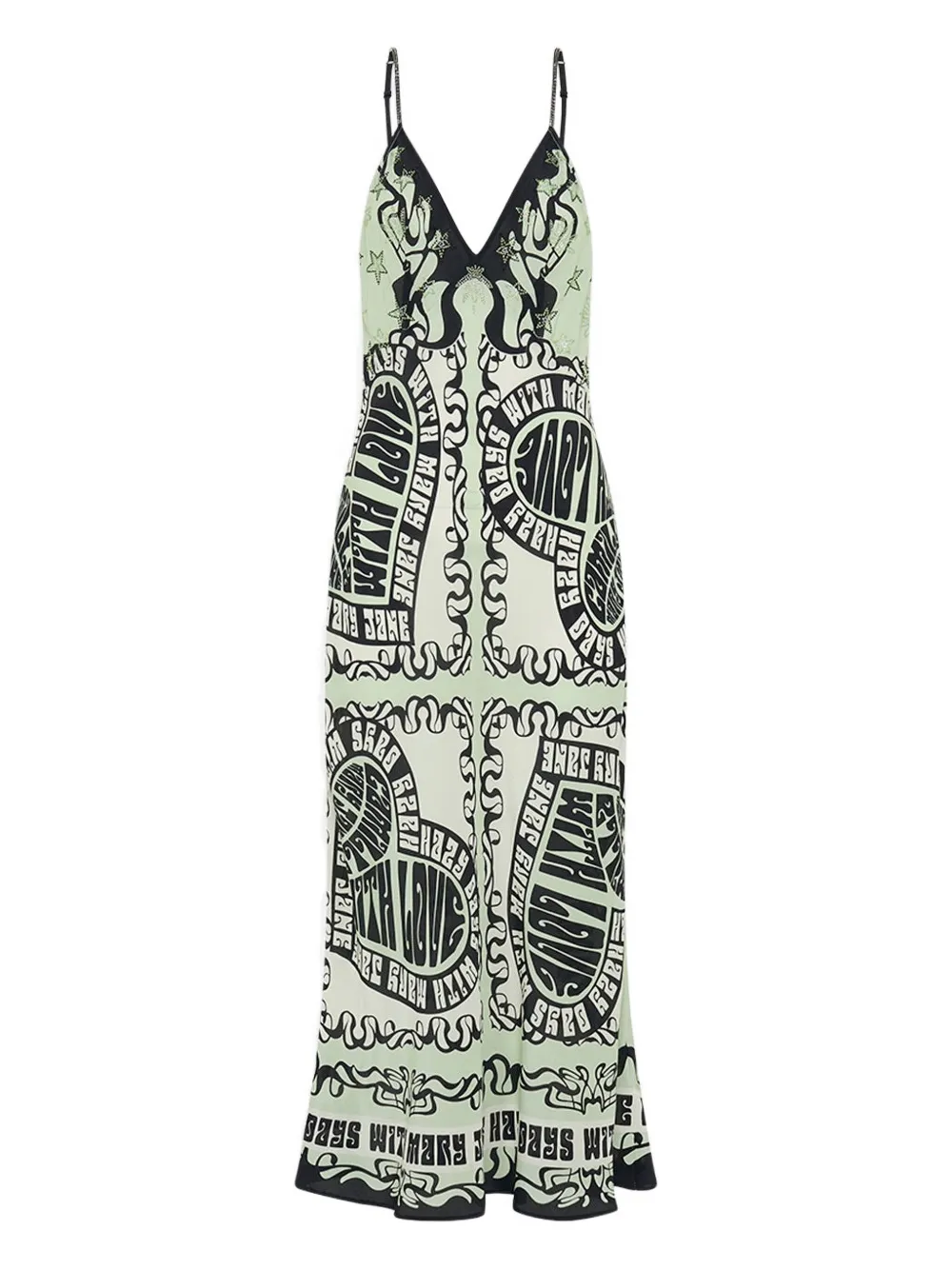 Camilla V-neck bias slip double dutch dress - グリーン Camilla V-neck bias slip double dutch dress - グリーン