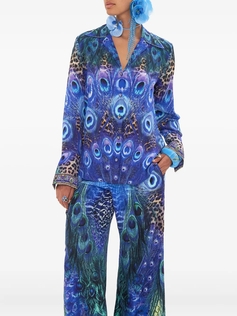 Camilla Blouse met print Blauw