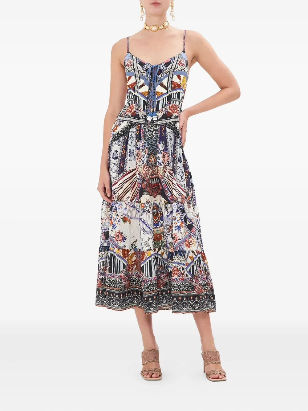 Camilla My Folk Art Heart midi dress - Blauw