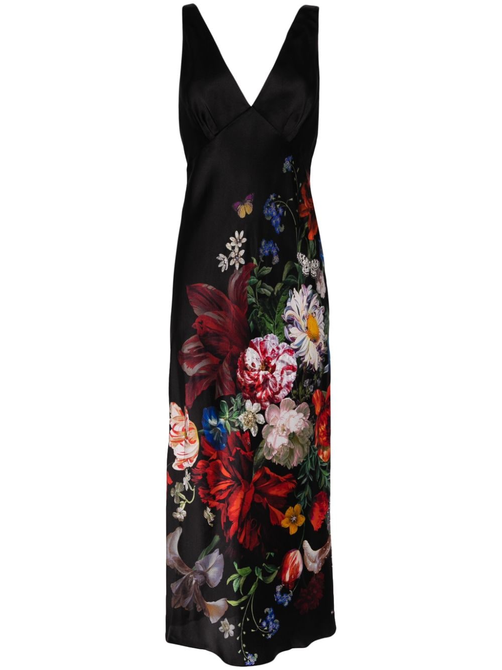 Camilla floral-print silk slip dress Zwart