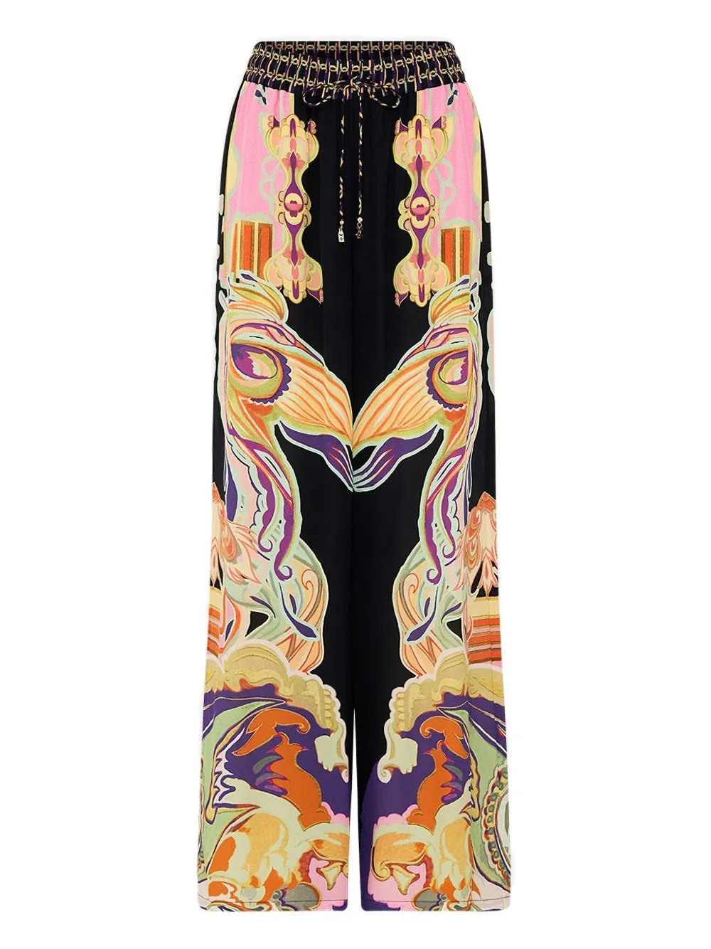 Camilla straight leg print trousers - Nero