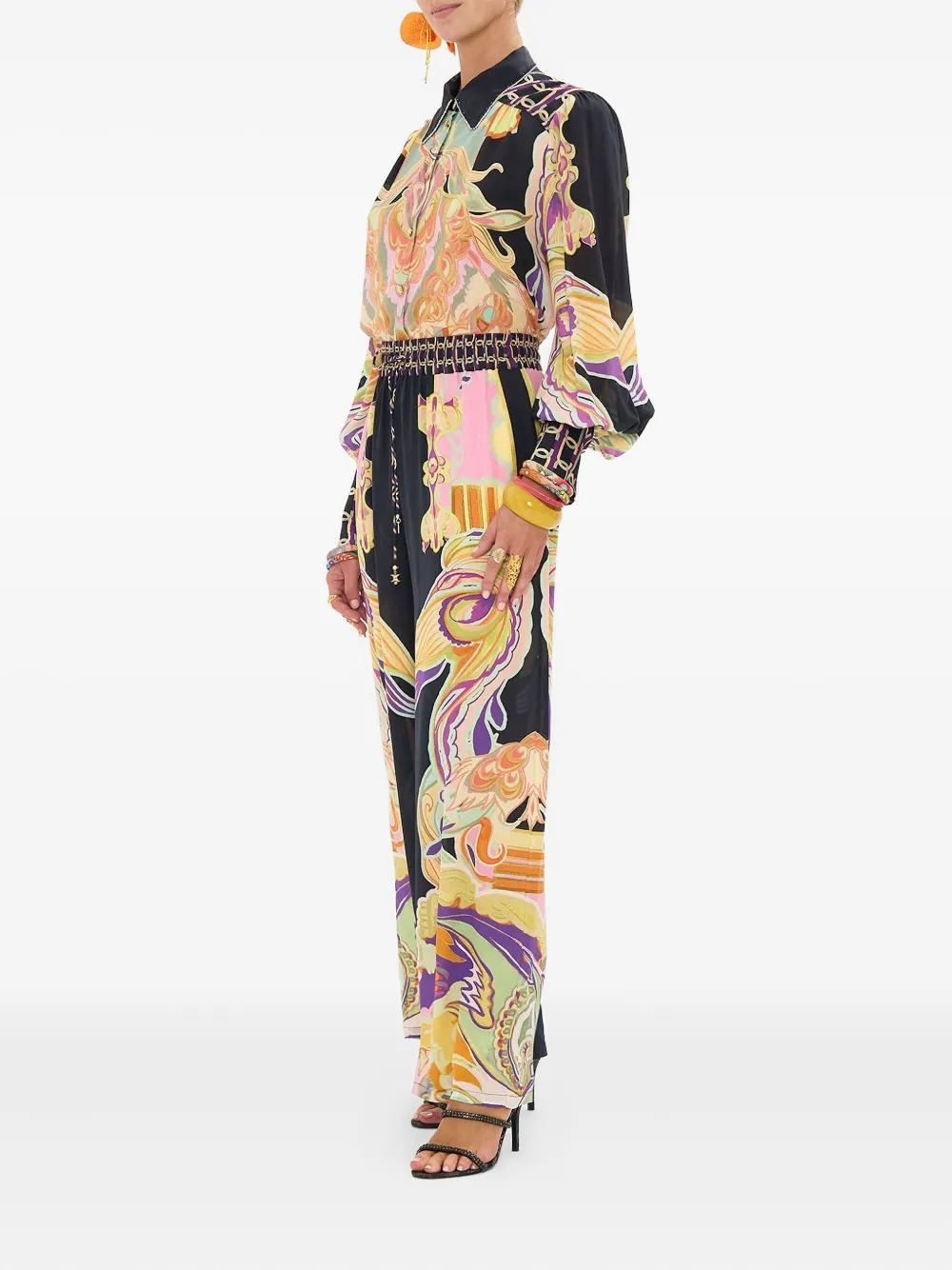 Camilla Straight broek met print Zwart