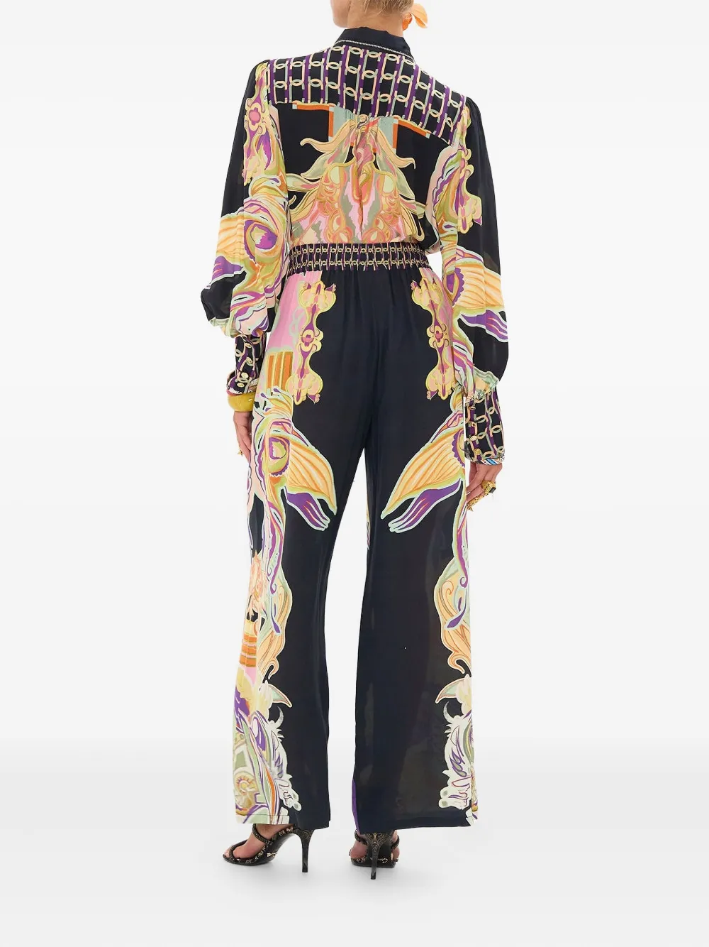 Camilla Straight broek met print Zwart