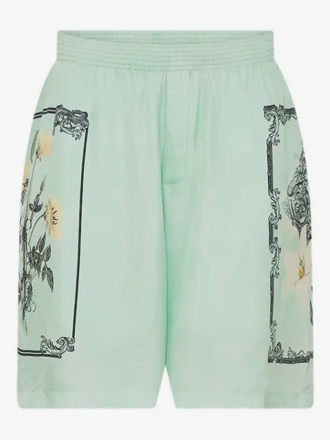 Camilla floral-pattern silk shorts