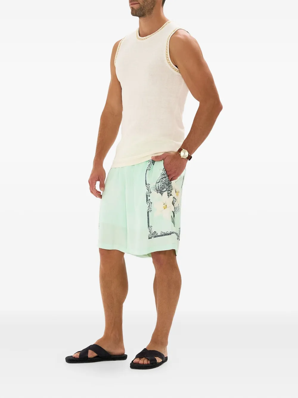 Camilla Shorts met bloemenpatroon Groen