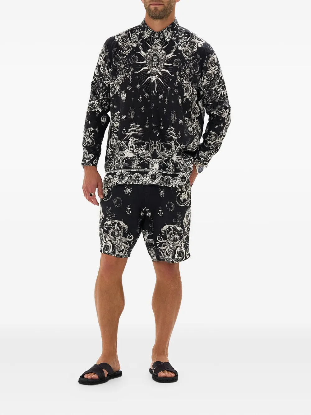 Camilla Tales Of Tattoo drawstring shorts - Zwart