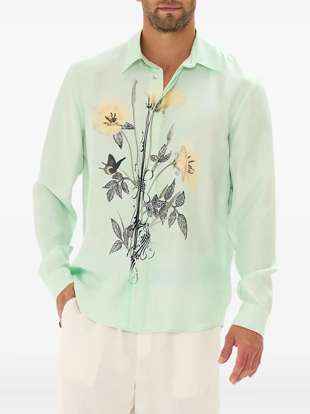 Camilla Overhemd met bloemenprint Groen