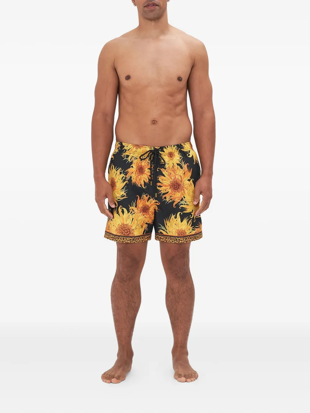 Camilla Zwembroek met bloemenprint Zwart