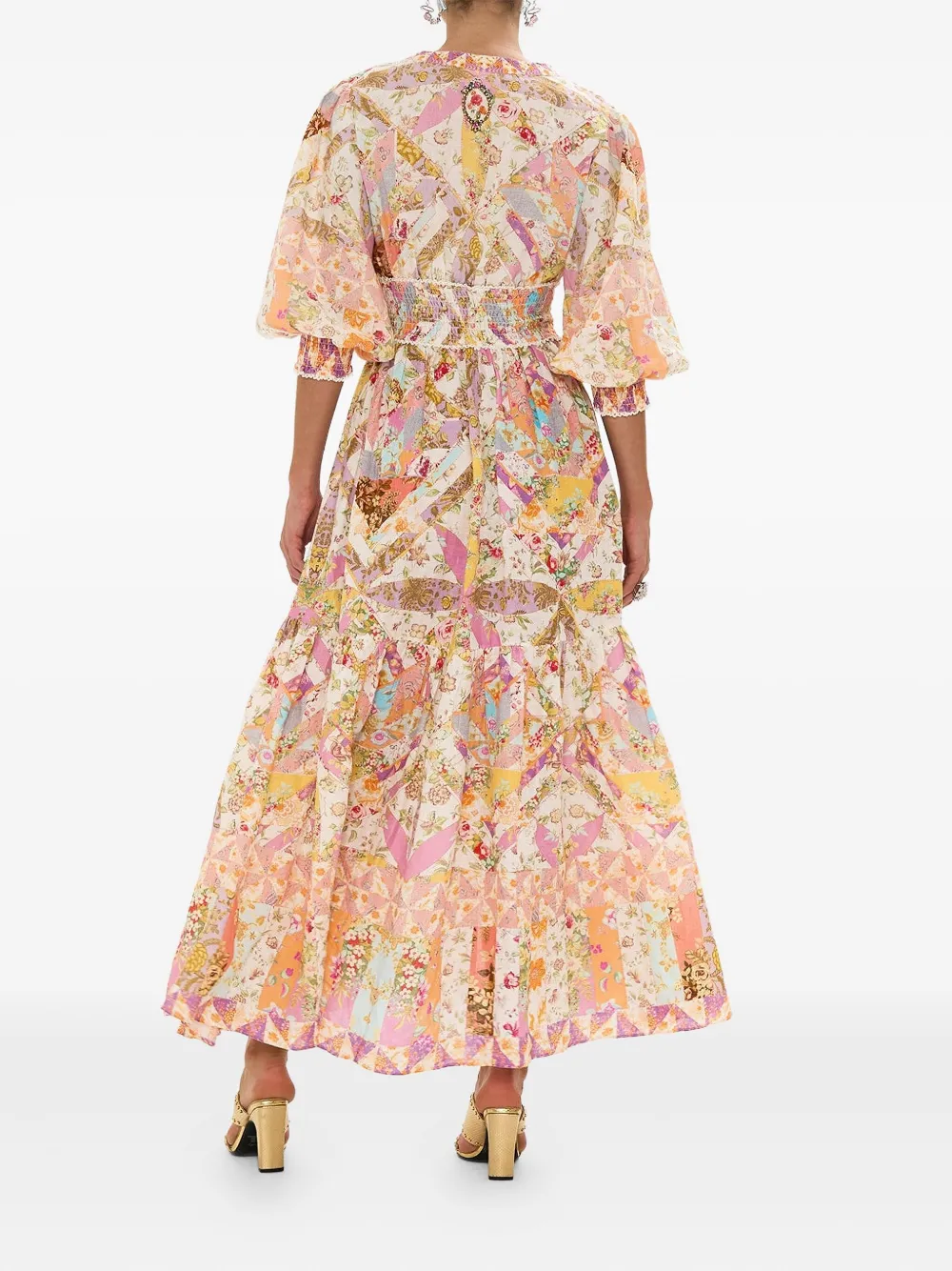 Camilla Maxi-jurk met gelaagde tailleband Roze