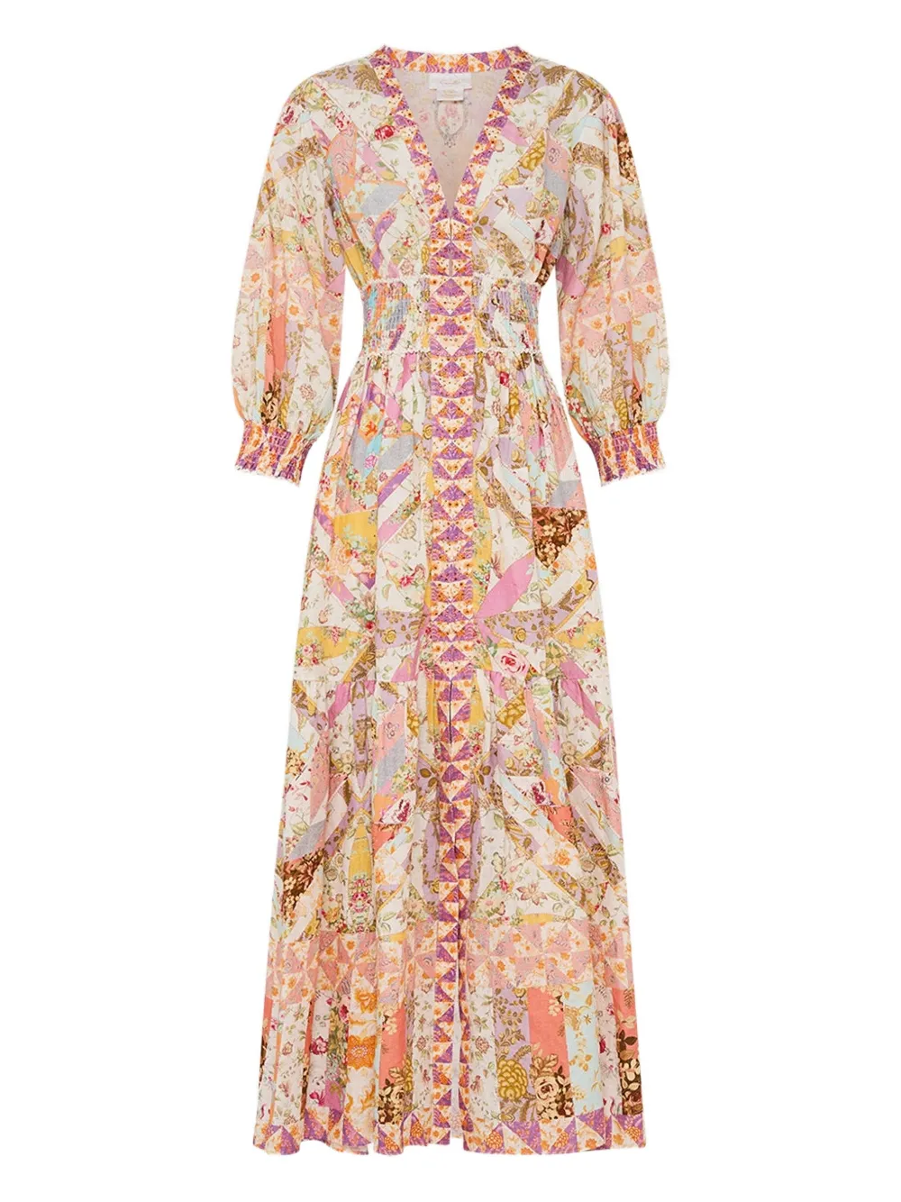 Camilla shirred-waistband maxi dress - ピンク Camilla shirred-waistband maxi dress - ピンク