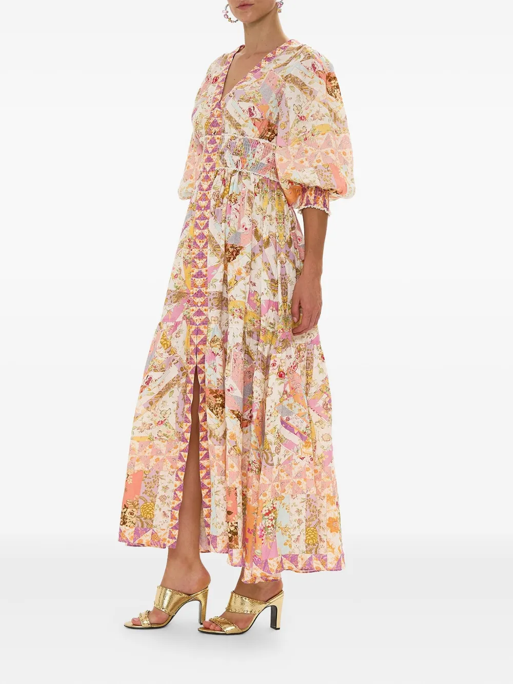 Camilla Maxi-jurk met gelaagde tailleband Roze