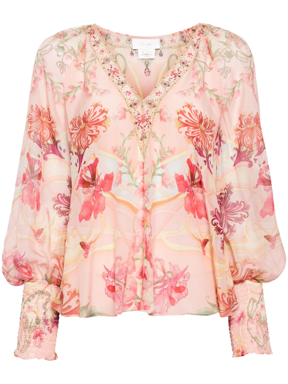Camilla floral-print chiffon blouse | Pink | Image 1