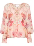 Camilla floral-print chiffon blouse - Pink