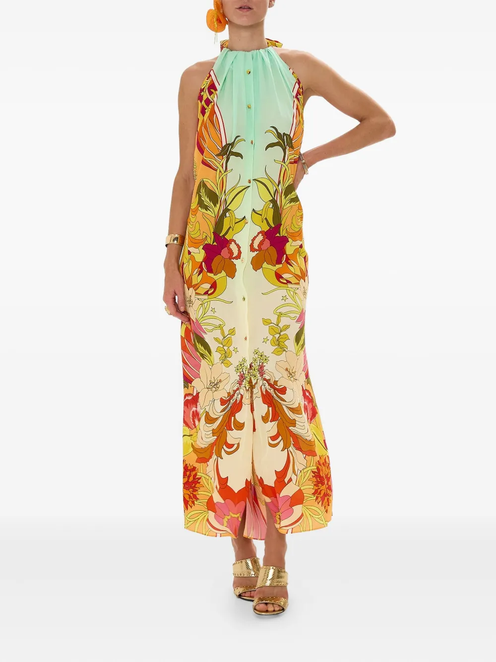 Camilla The Flower Child Society midi dress - Oranje