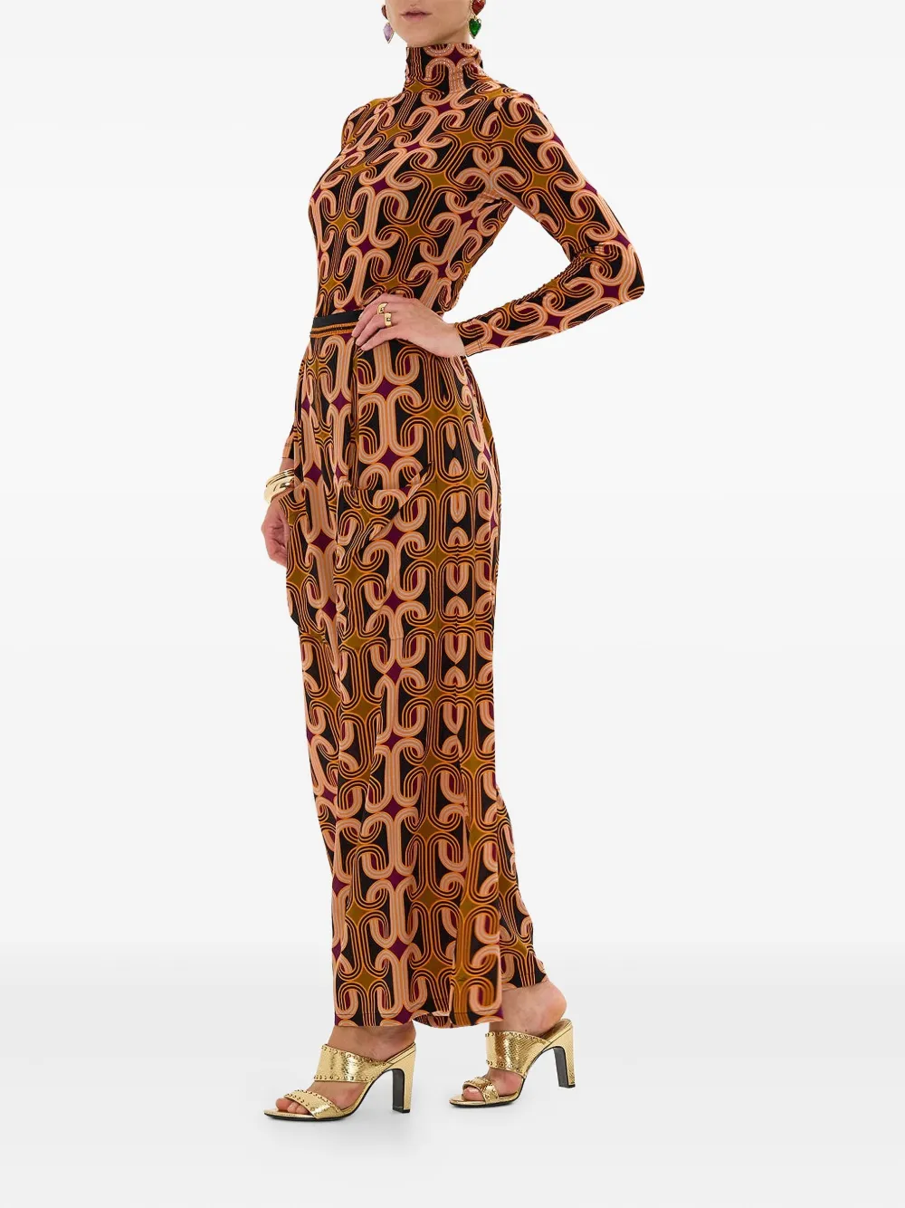 Camilla pattern silk trousers - Oranje