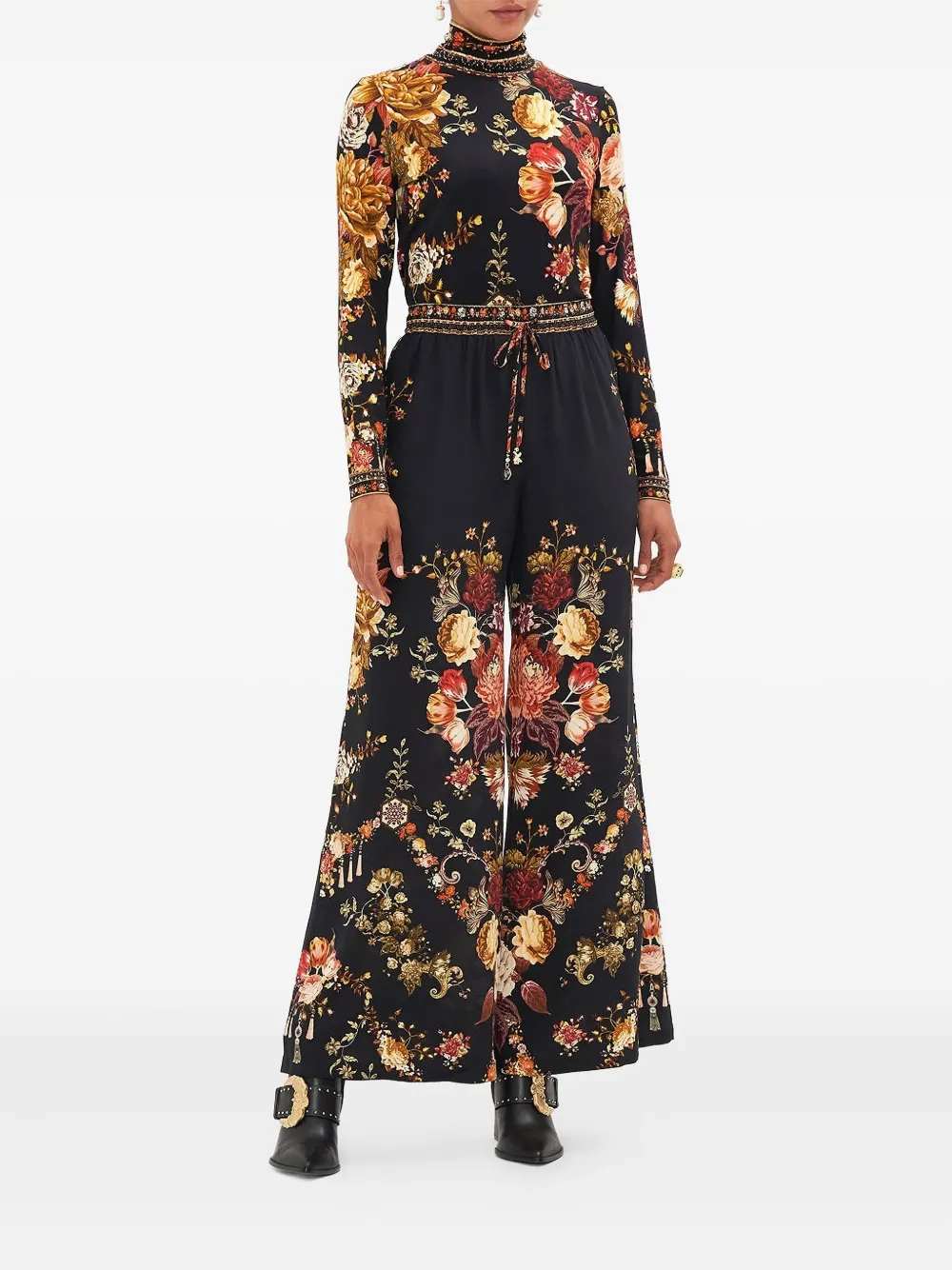 Camilla floral trousers - Zwart