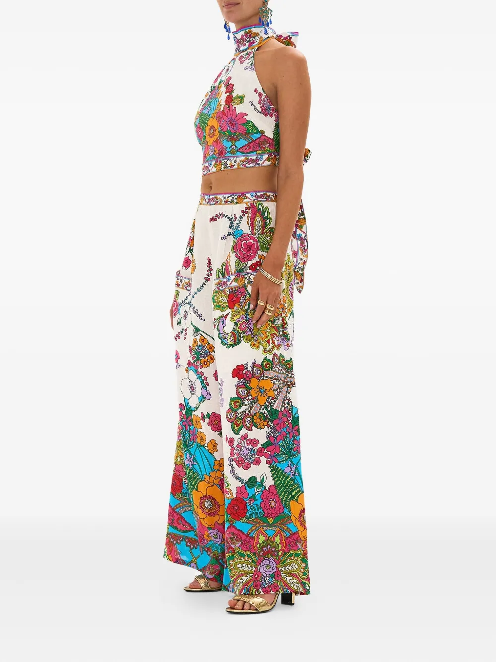 Camilla Broek met wijde pijpen en zak Wit