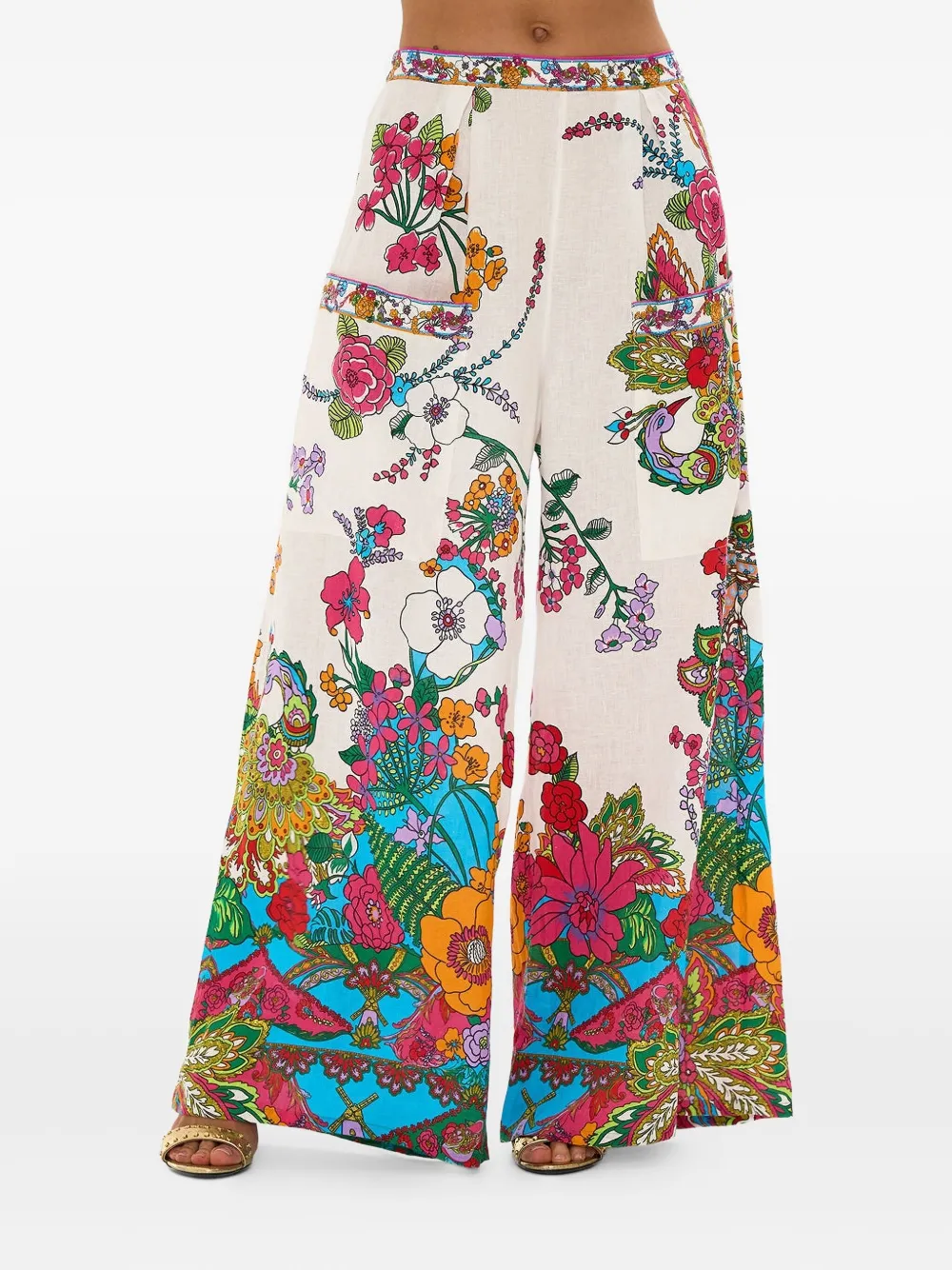 Camilla Broek met wijde pijpen en zak Wit