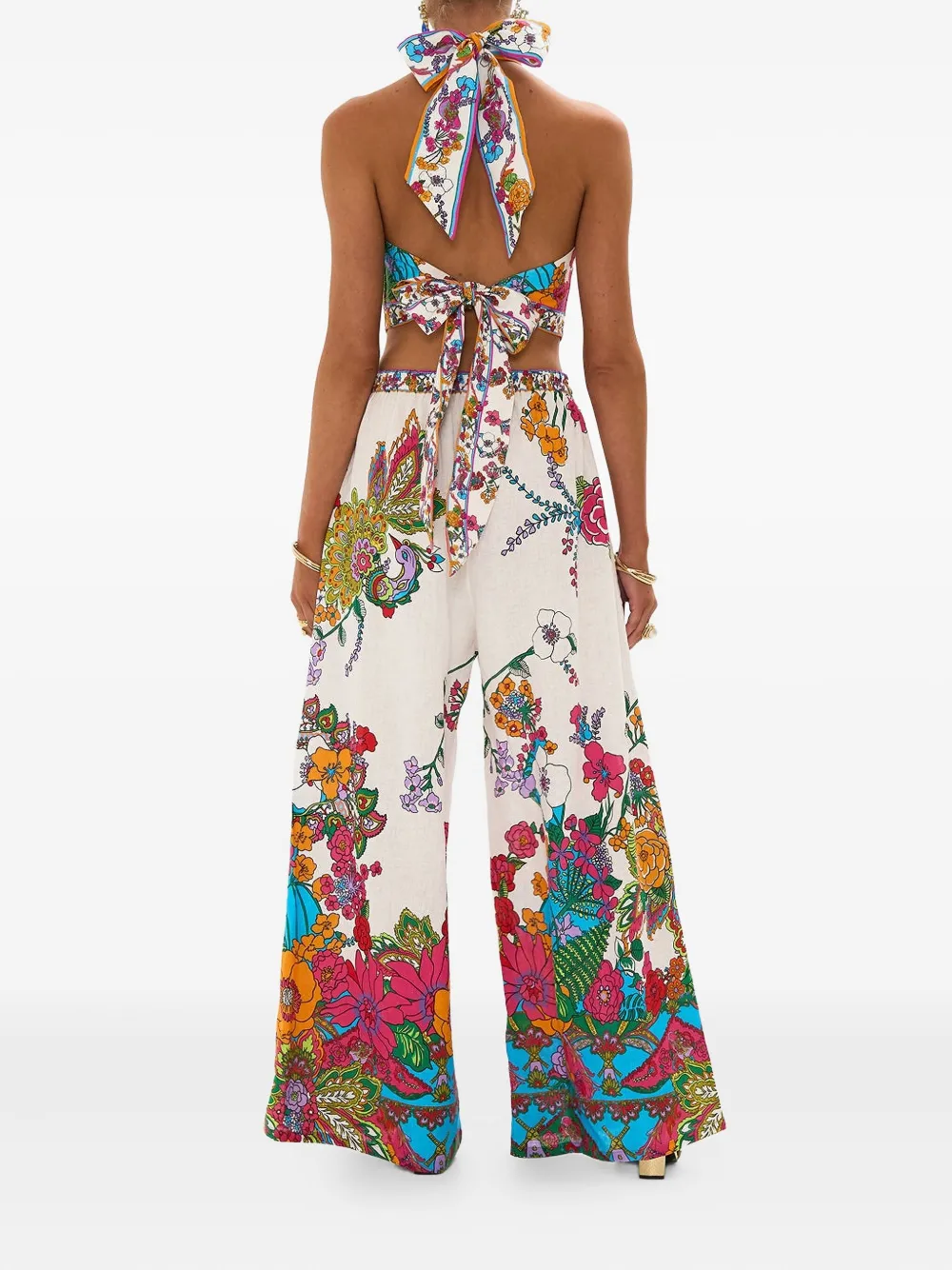 Camilla Broek met wijde pijpen en zak Wit